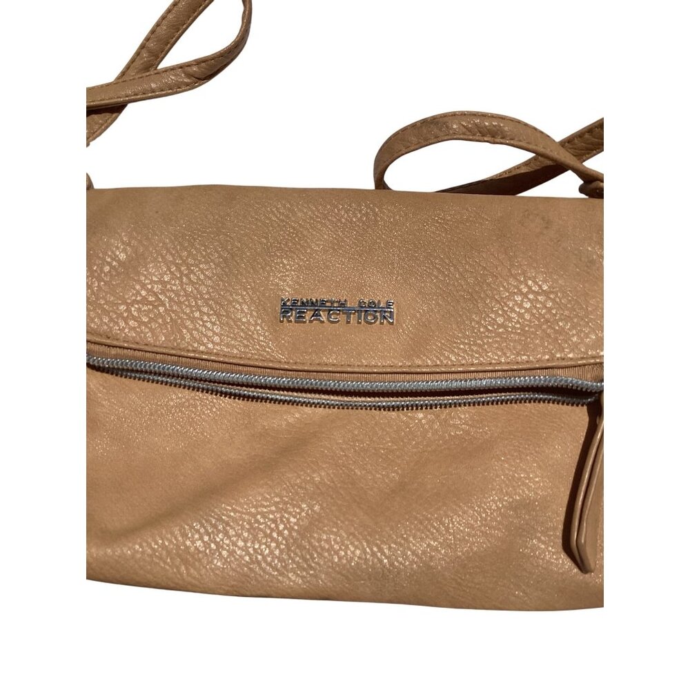 Kenneth Cole Reaction Beige Crossbody Bag With Zipper Pocket & Adjustable Strap